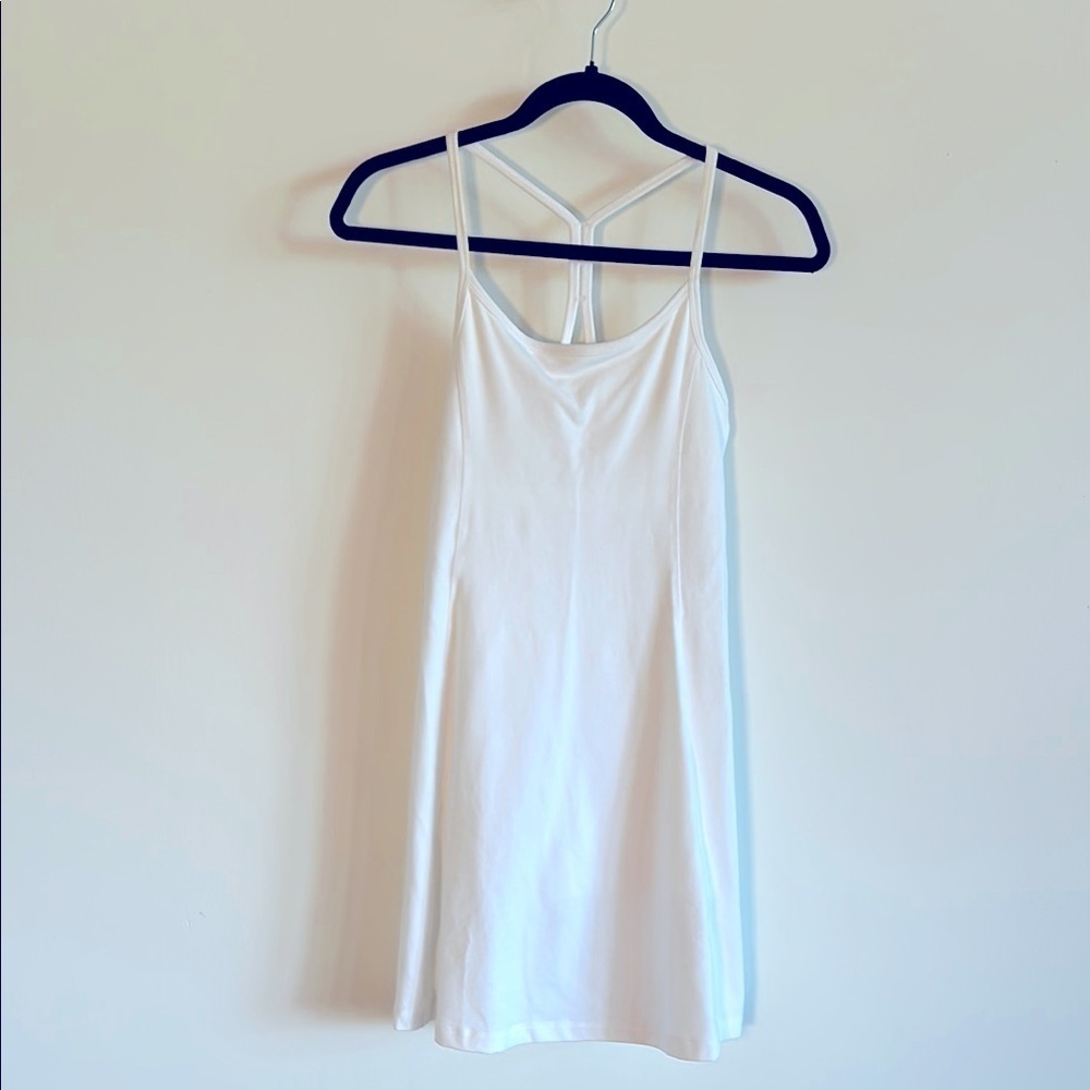 VS PINK Tennis Prep White Racerback Athletic Performance Dress w/Built-In Shorts